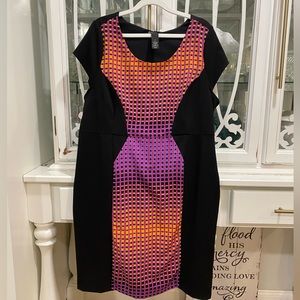 163. Lane Bryant Dress Body Shaping Sheath BLK/pink/purple/sherbet size 18
